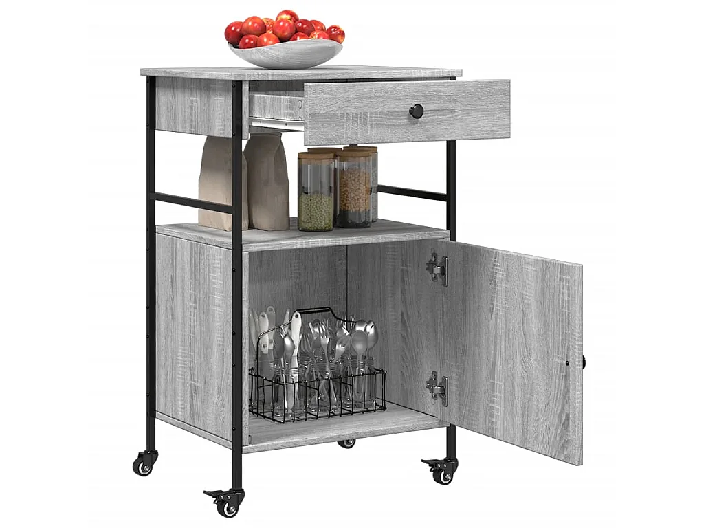 Keukentrolley 56x43x89,5 cm bewerkt hout grijs sonoma eiken