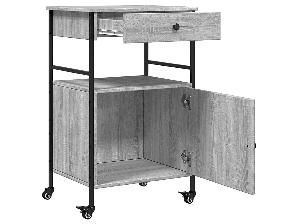 Chariot de cuisine sonoma gris 56x43x89,5 cm bois d'ingénierie