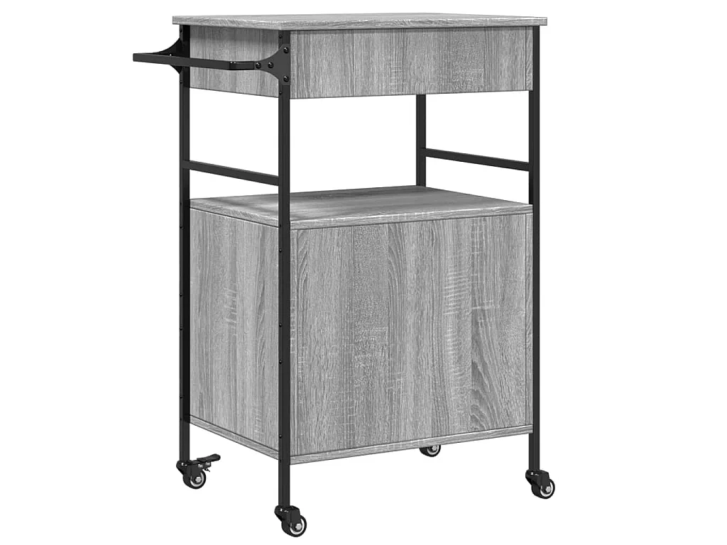 Chariot de cuisine sonoma gris 56x43x89,5 cm bois d'ingénierie
