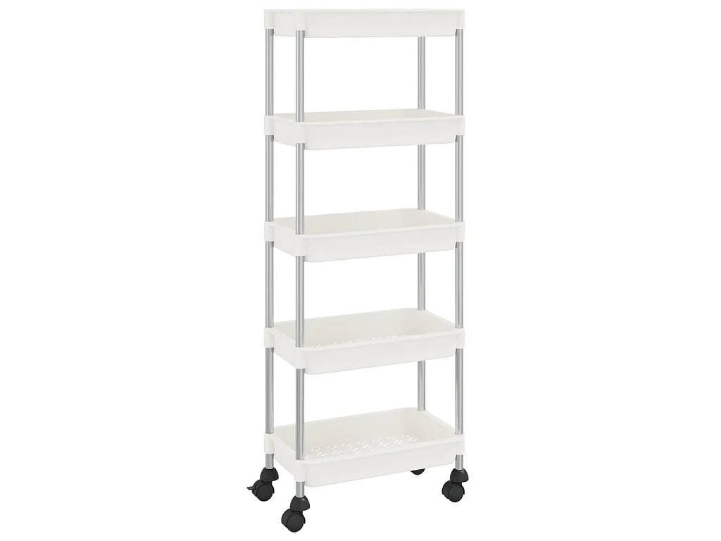 Chariot de cuisine 5 niveaux Blanc 42x29x128 cm Fer et ABS