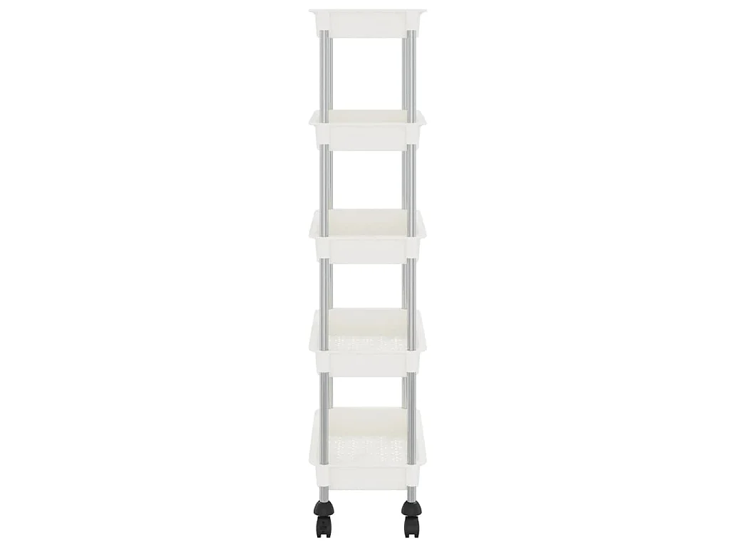 Chariot de cuisine 5 niveaux Blanc 42x29x128 cm Fer et ABS