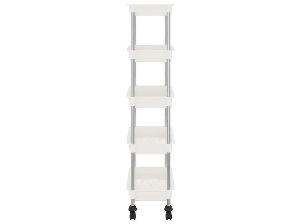 Chariot de cuisine 5 niveaux Blanc 42x29x128 cm Fer et ABS