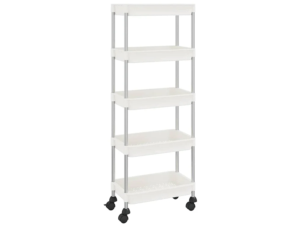 Keukentrolley 5-laags 42x29x128 cm ijzer en ABS wit