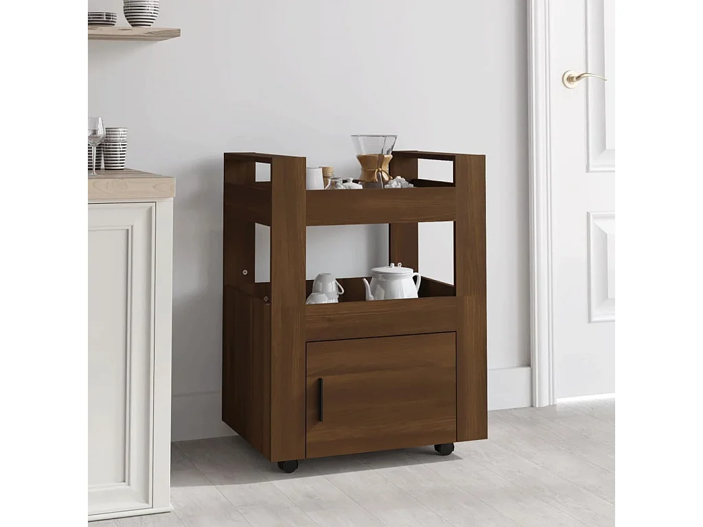 Chariot de cuisine Chêne marron 60x45x80 cm Bois d'ingénierie