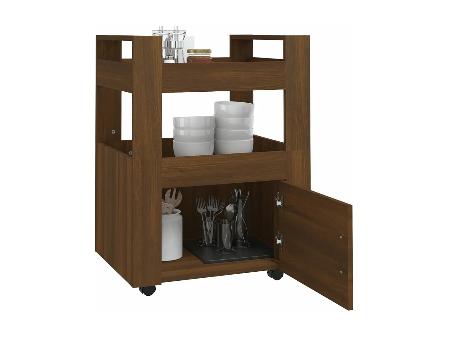 Chariot de cuisine Chêne marron 60x45x80 cm Bois d'ingénierie