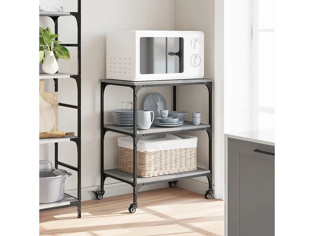 Chariot de cuisine sonoma gris 60x41x76 cm bois d'ingénierie