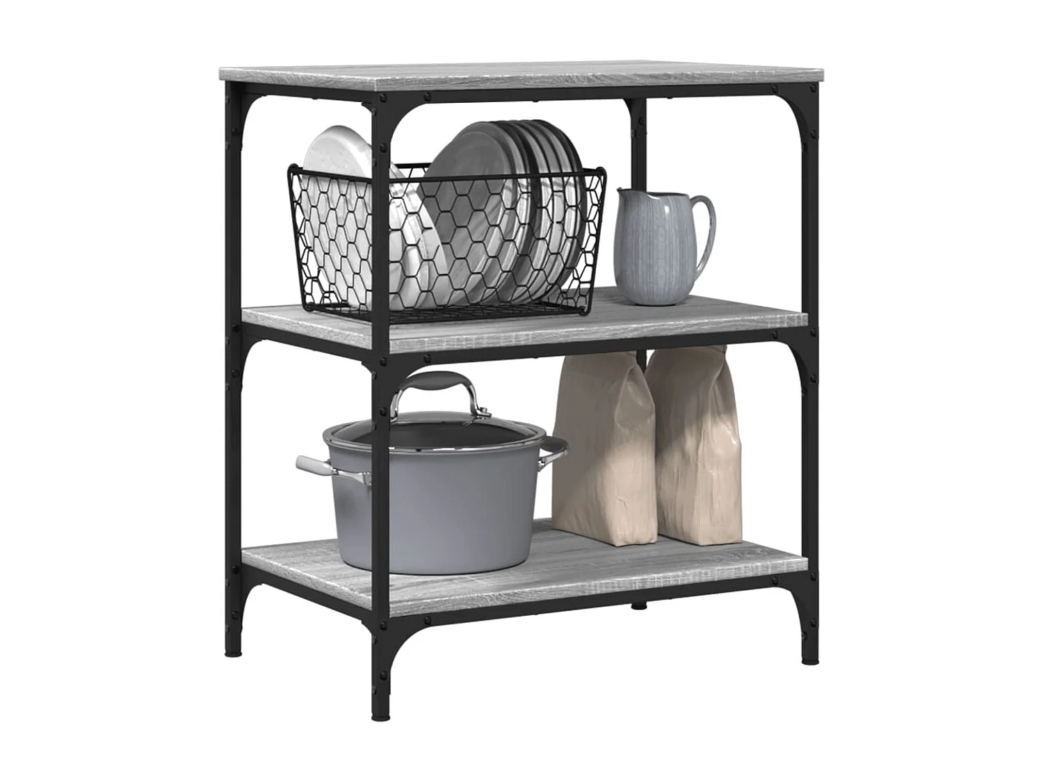 Chariot de cuisine sonoma gris 60x41x76 cm bois d'ingénierie
