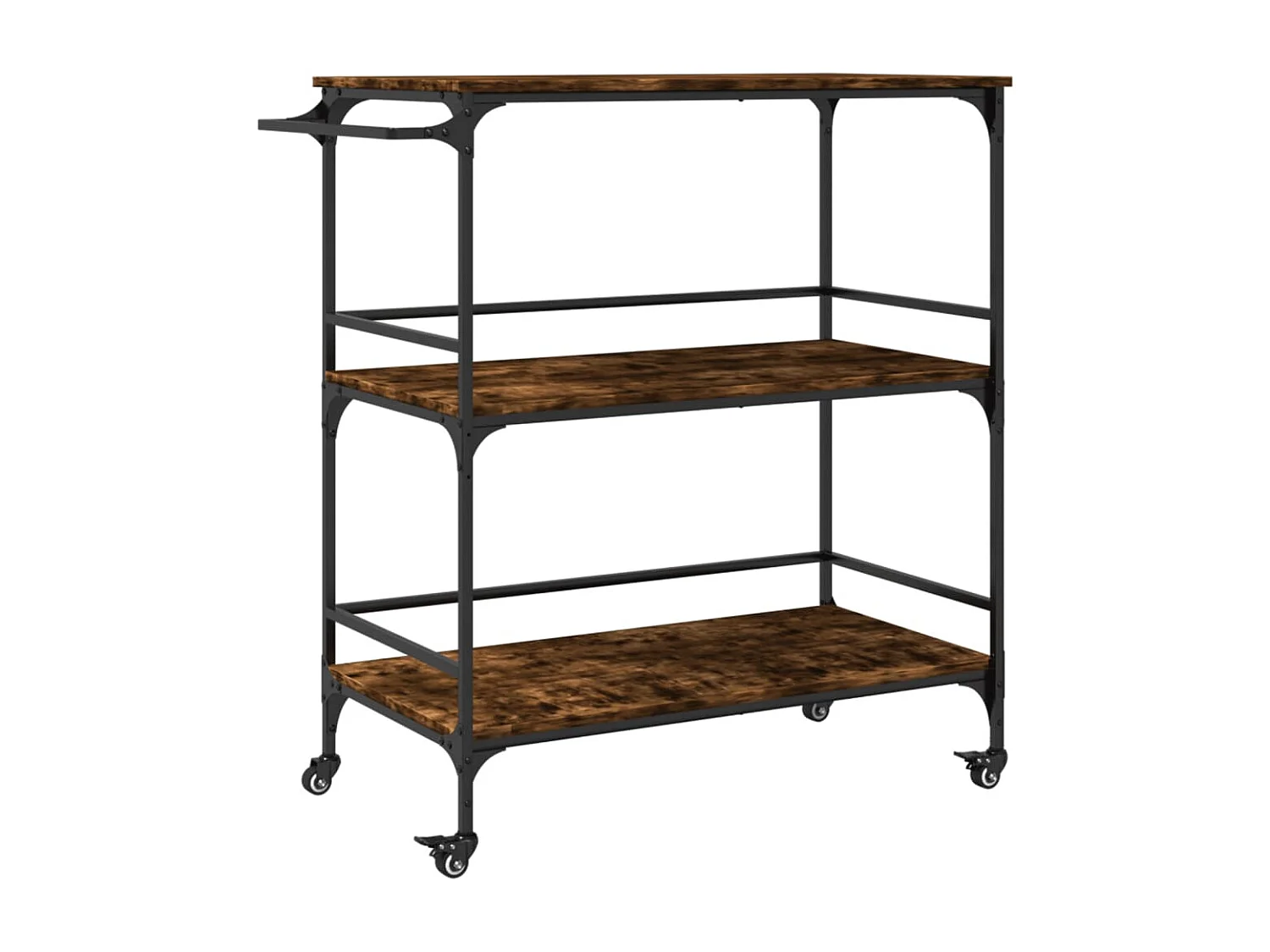 Chariot de cuisine chêne fumé 100,5x50x105 cm bois d'ingénierie