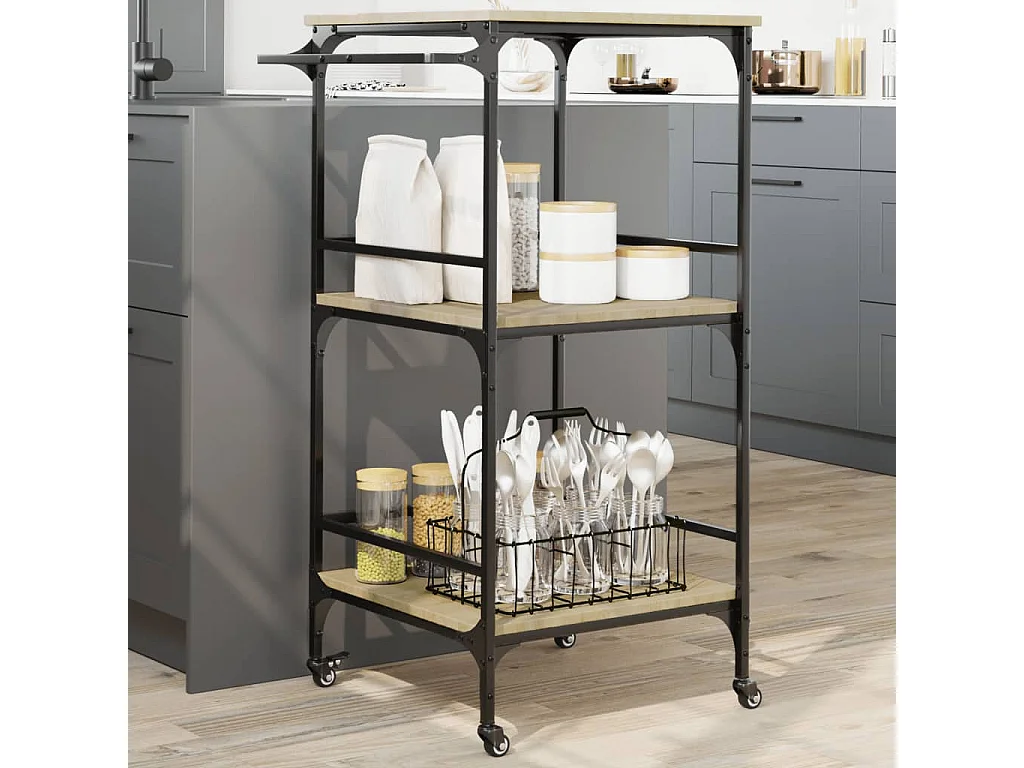 Chariot de cuisine chêne sonoma 60,5x50x105cm bois d'ingénierie