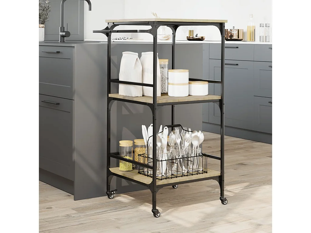 Chariot de cuisine chêne sonoma 60,5x50x105cm bois d'ingénierie