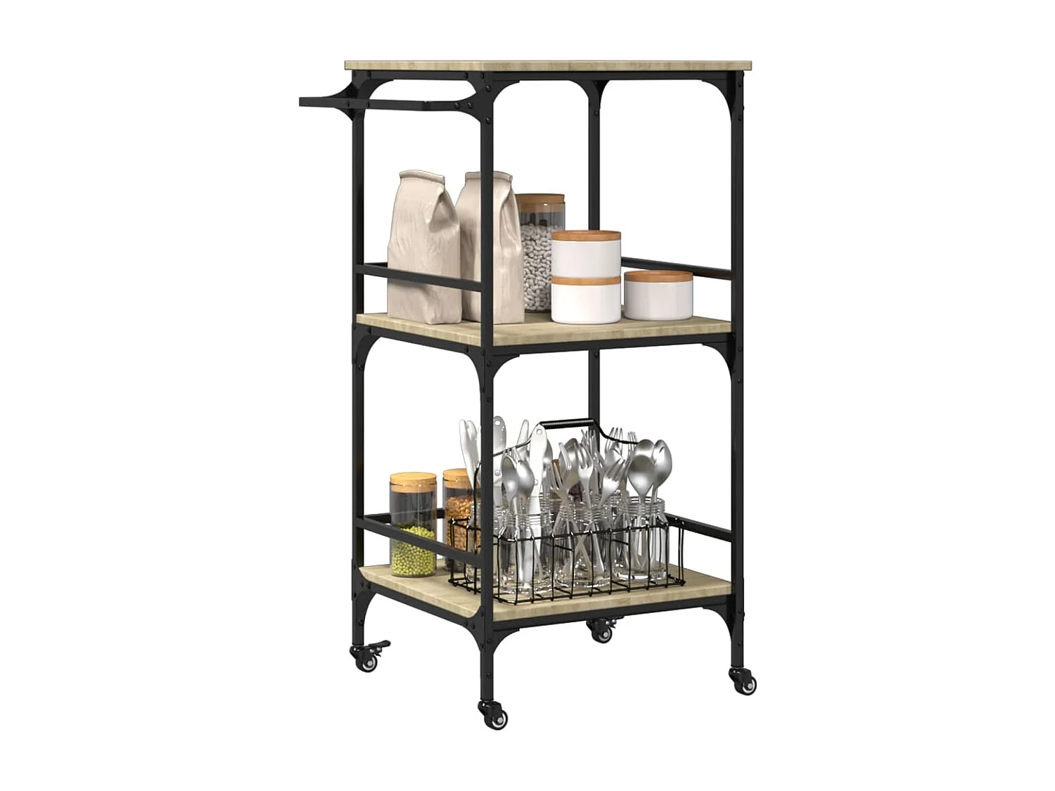 Chariot de cuisine chêne sonoma 60,5x50x105cm bois d'ingénierie