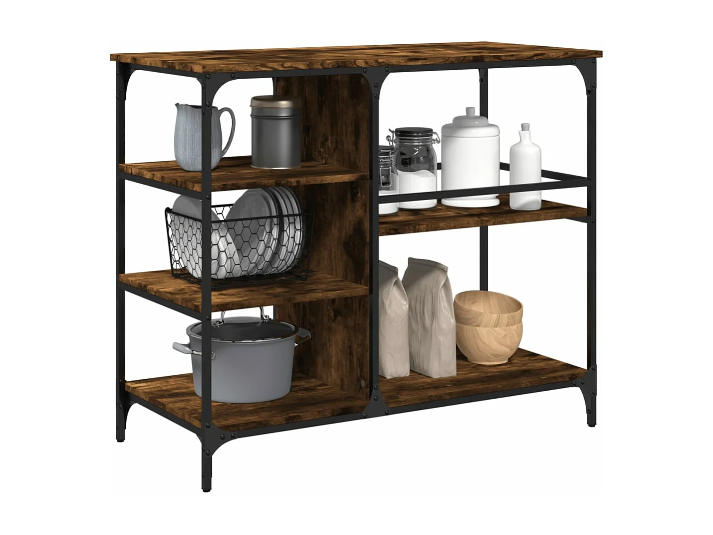 Chariot de cuisine chêne fumé 100x45x89,5 cm bois d'ingénierie