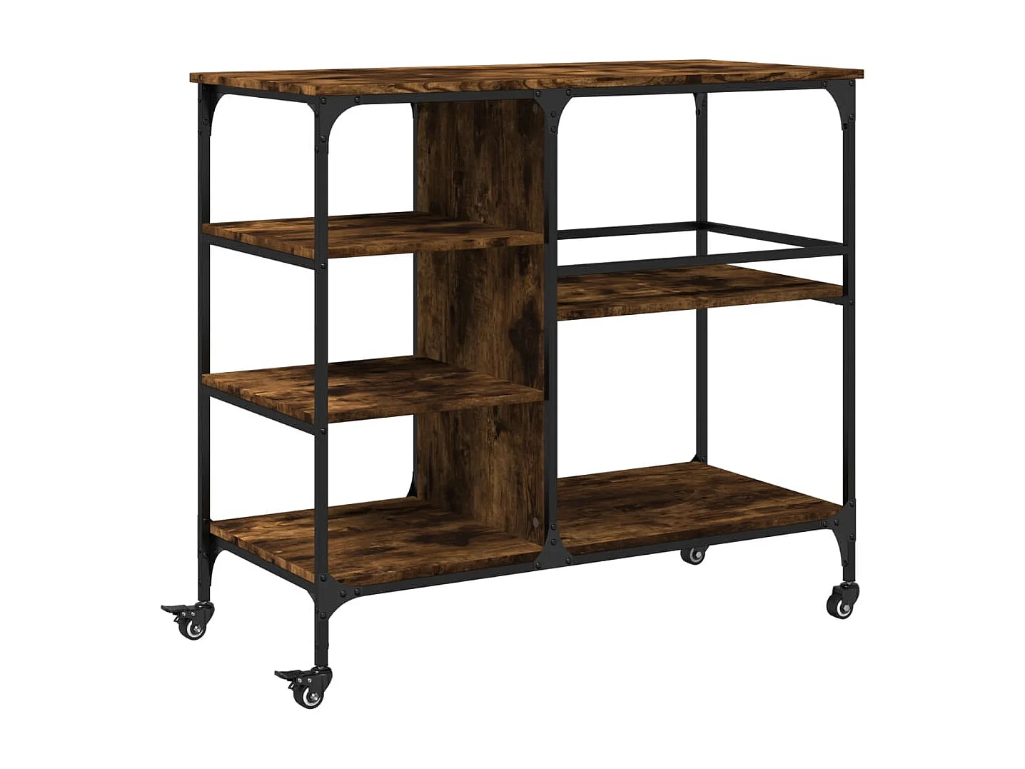 Chariot de cuisine chêne fumé 100x45x89,5 cm bois d'ingénierie