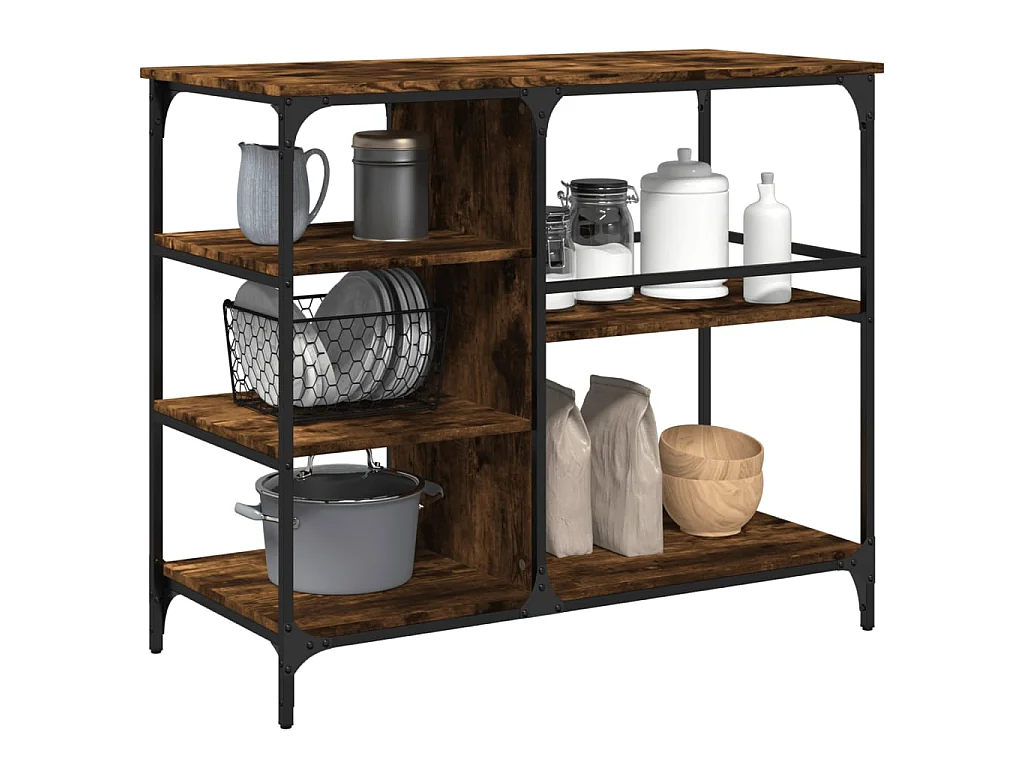 Chariot de cuisine chêne fumé 100x45x89,5 cm bois d'ingénierie