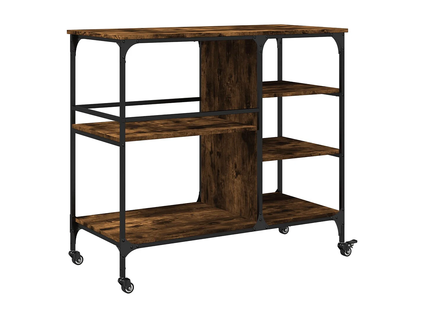 Chariot de cuisine chêne fumé 100x45x89,5 cm bois d'ingénierie