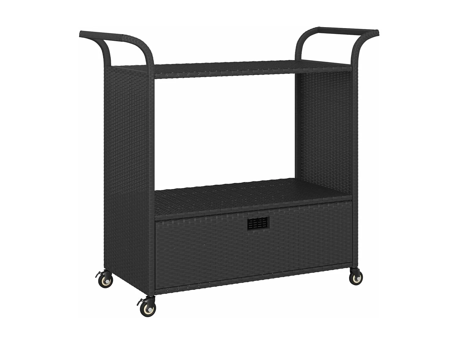 Chariot de bar avec tiroir Noir 100x45x97 cm Résine tressée
