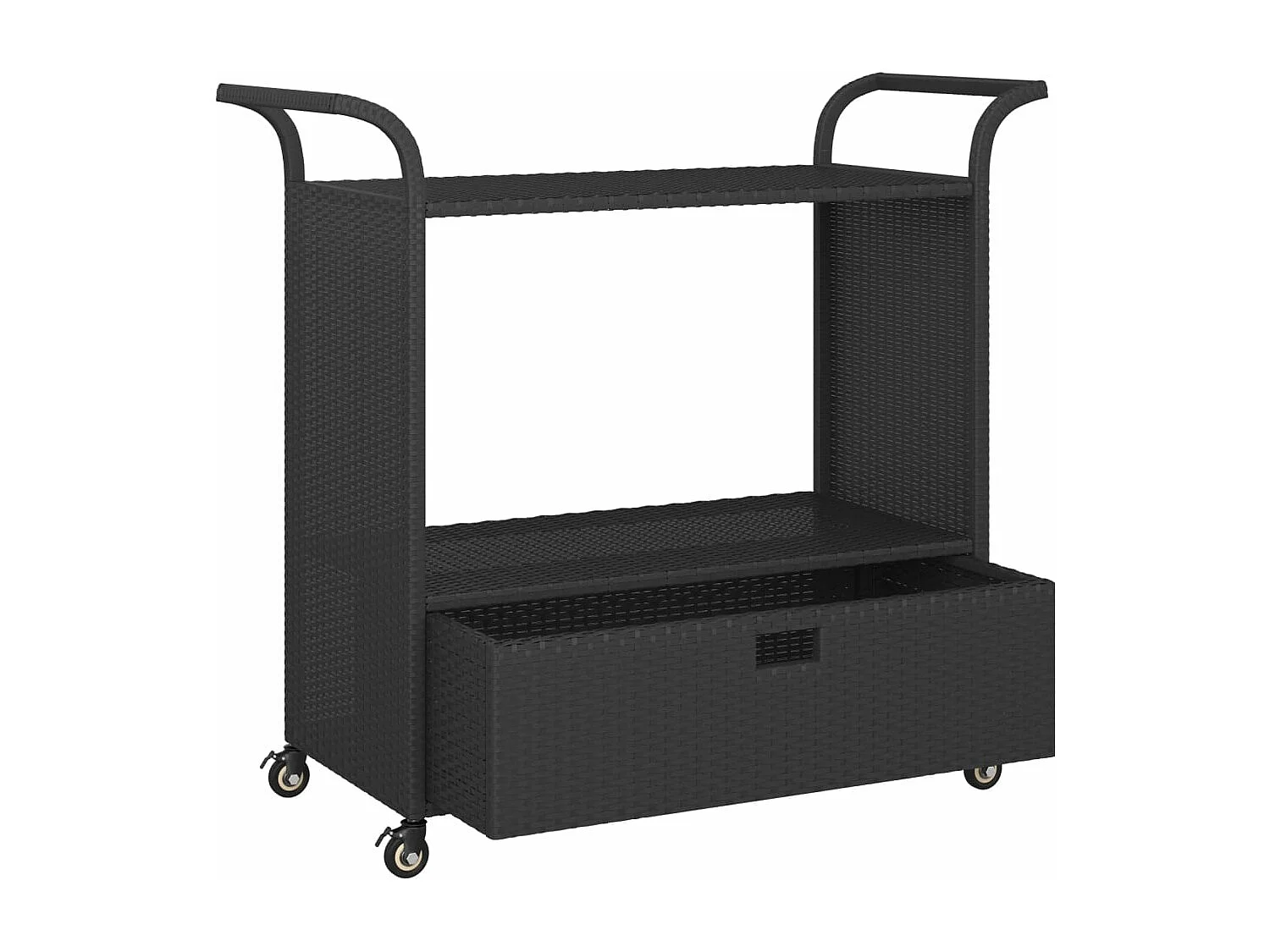 Chariot de bar avec tiroir Noir 100x45x97 cm Résine tressée