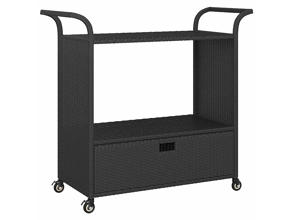 Carrinho de bar com gaveta 100x45x97 cm vime PE preto