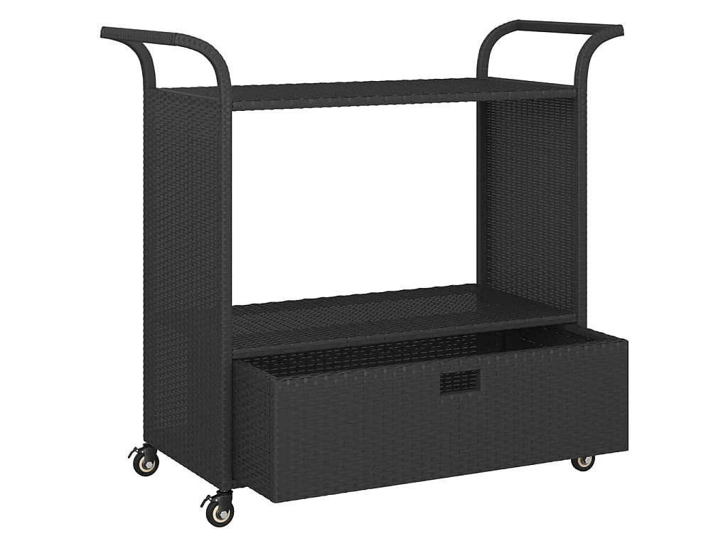 Carrinho de bar com gaveta 100x45x97 cm vime PE preto