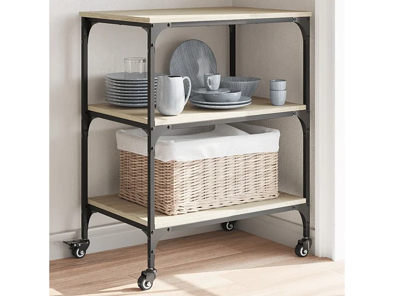 Chariot de cuisine chêne sonoma 60x41x76 cm bois d'ingénierie