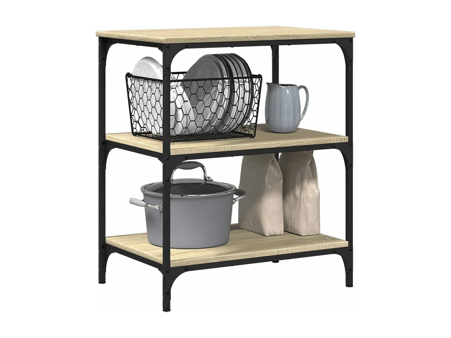 Carrito de cocina madera de ingeniería roble Sonoma 60x41x76 cm