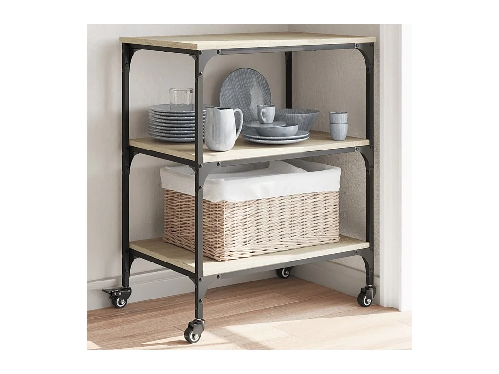 Chariot de cuisine chêne sonoma 60x41x76 cm bois d'ingénierie