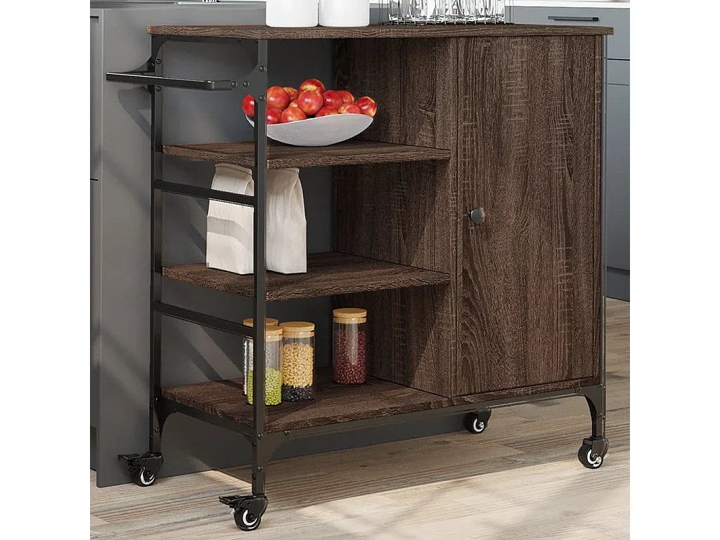 Keukentrolley 87,5x38,5x84,5 cm bewerkt hout bruin eikenkleurig