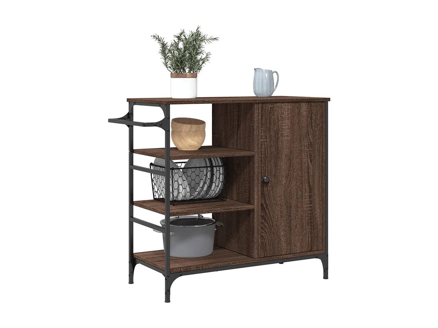 Keukentrolley 87,5x38,5x84,5 cm bewerkt hout bruin eikenkleurig