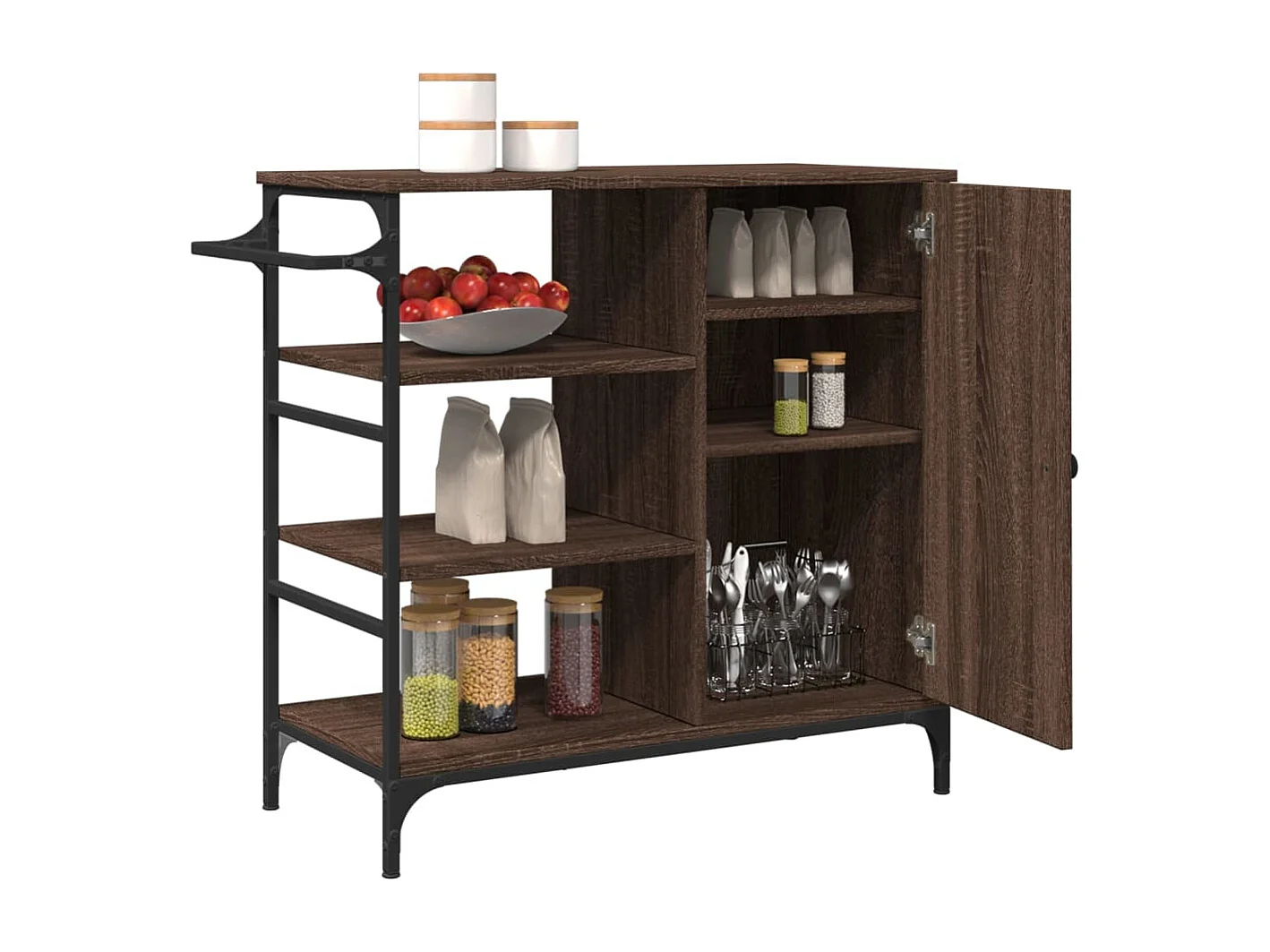 Keukentrolley 87,5x38,5x84,5 cm bewerkt hout bruin eikenkleurig