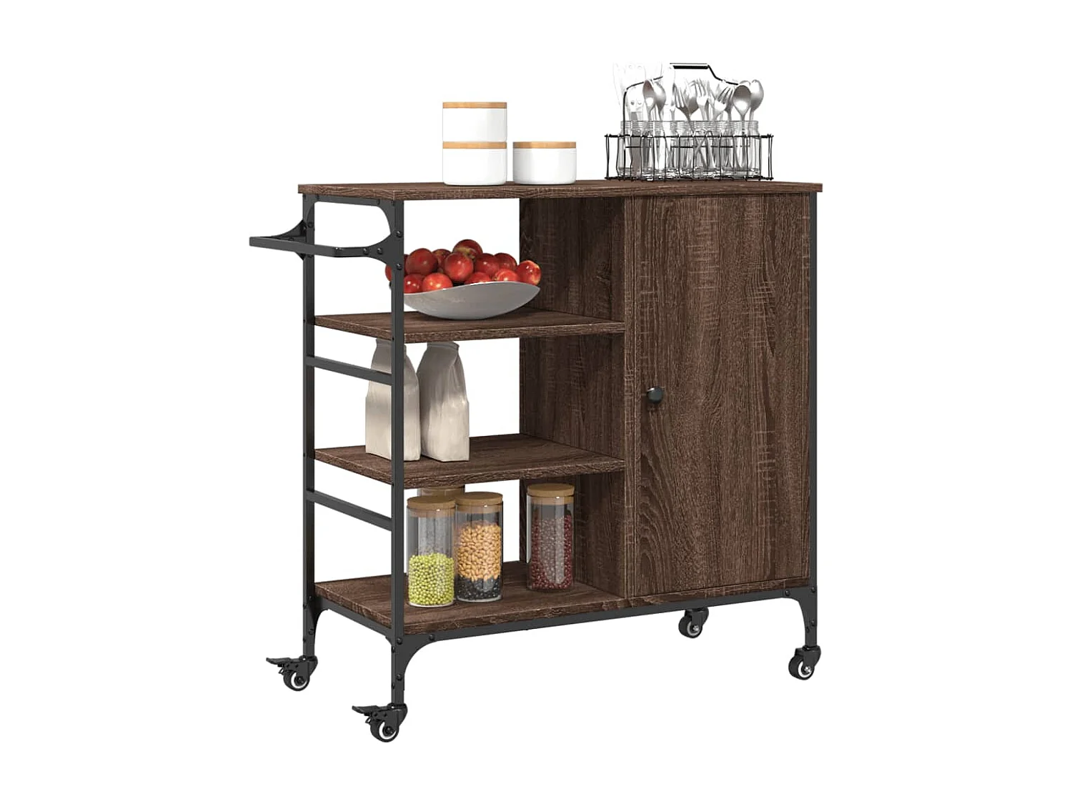 Chariot de cuisine chêne marron bois d'ingénierie