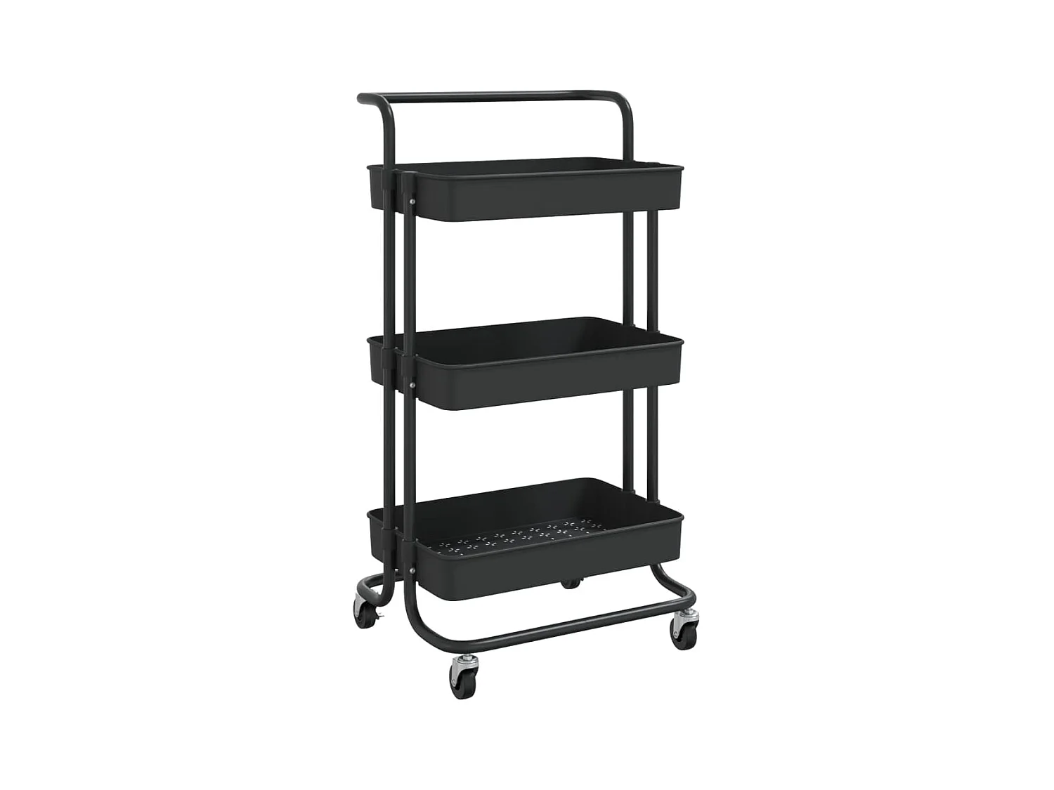 Chariot de cuisine 3 niveaux Noir 42x35x85 cm Fer et ABS