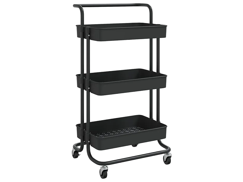 Chariot de cuisine 3 niveaux Noir 42x35x85 cm Fer et ABS