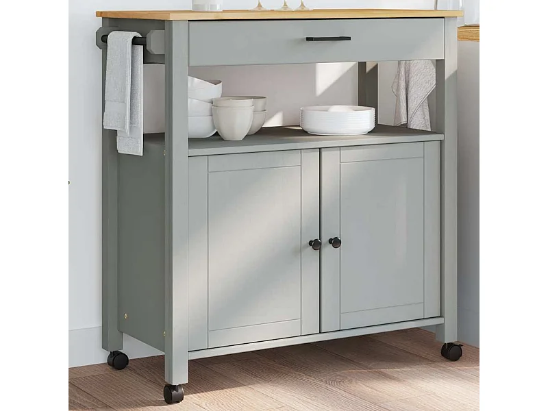 Keukentrolley MONZA 84x40x88,5 cm massief grenenhout