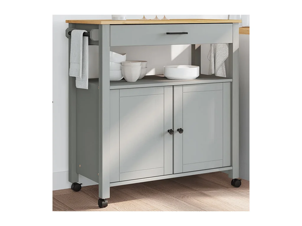 Chariot de cuisine MONZA 84x40x90 cm bois massif de pin