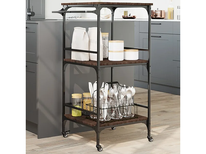 Küchenwagen Braun Eichen-Optik 60,5x50x105 cm Holzwerkstoff