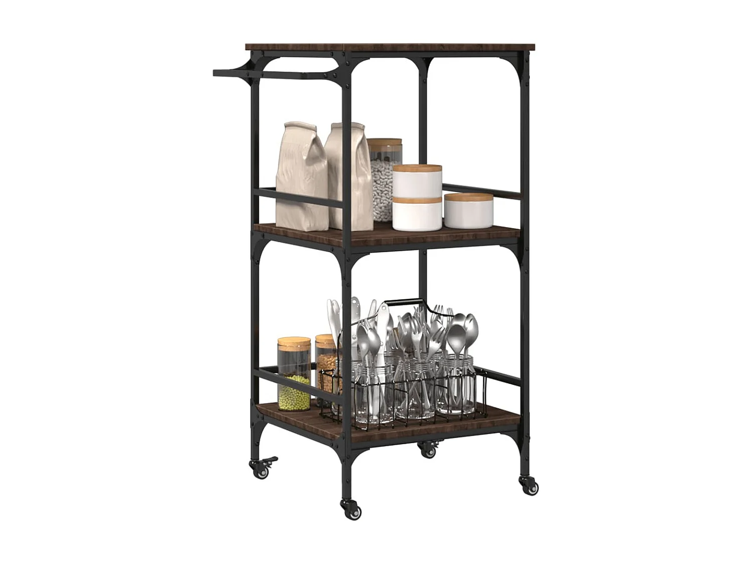 Carrito de cocina madera ingeniería roble marrón 60,5x50x105cm