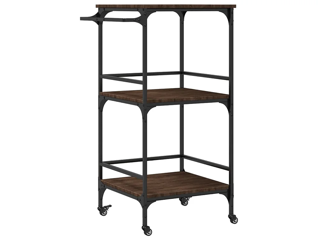Chariot de cuisine chêne marron 60,5x50x105cm bois d'ingénierie