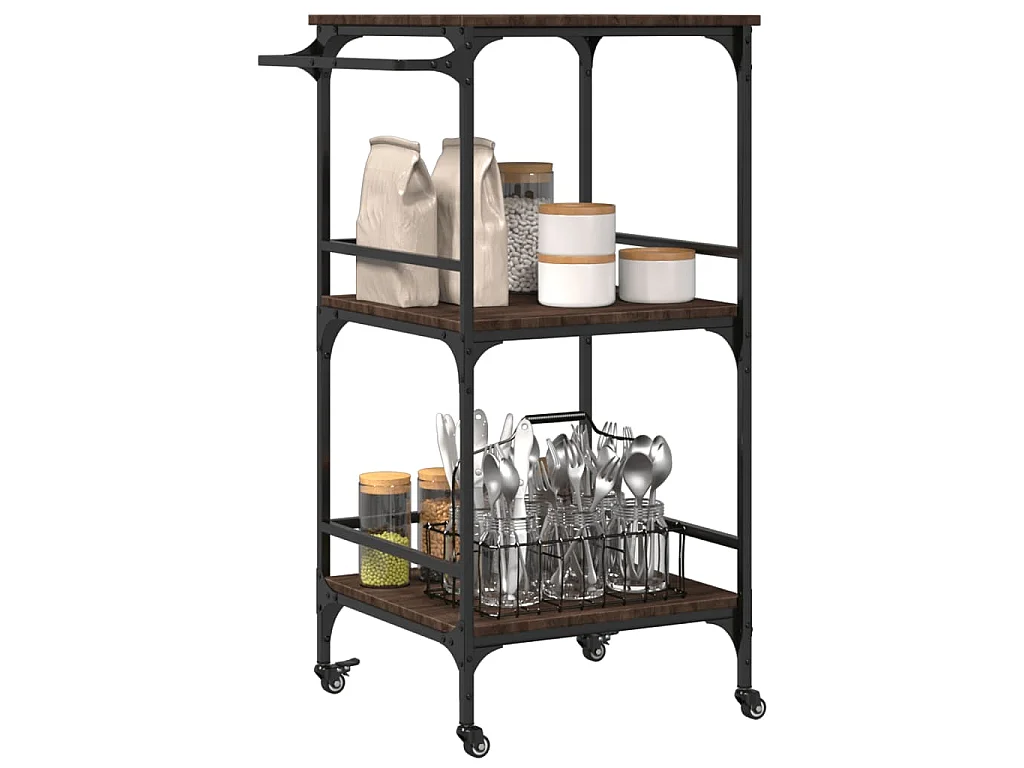 Chariot de cuisine chêne marron 60,5x50x105cm bois d'ingénierie