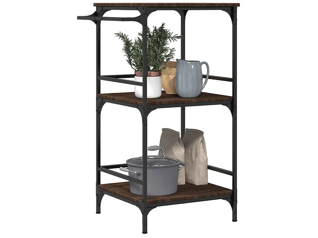 Chariot de cuisine chêne marron 60,5x50x105cm bois d'ingénierie