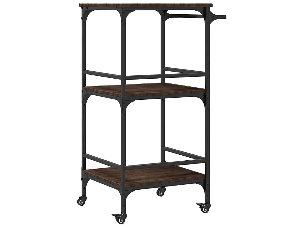 Chariot de cuisine chêne marron 60,5x50x105cm bois d'ingénierie