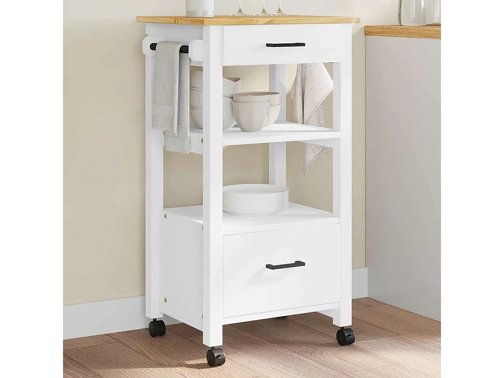 Chariot de cuisine MONZA 48x40x88,5 cm bois massif de pin