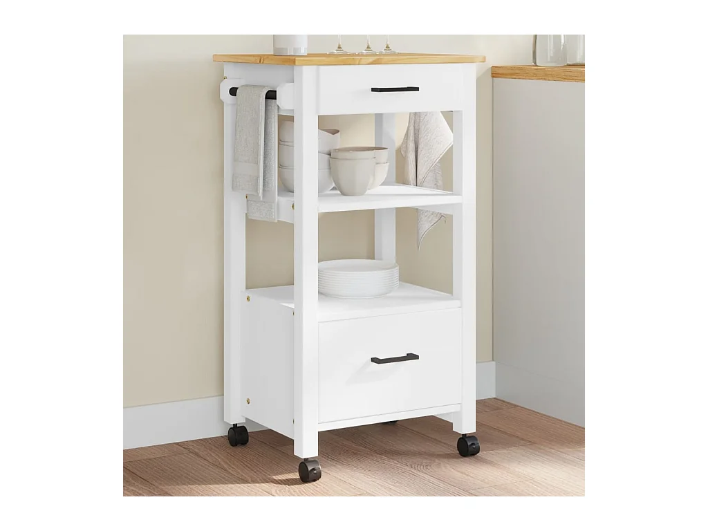 Chariot de cuisine MONZA 48x40x90 cm bois massif de pin