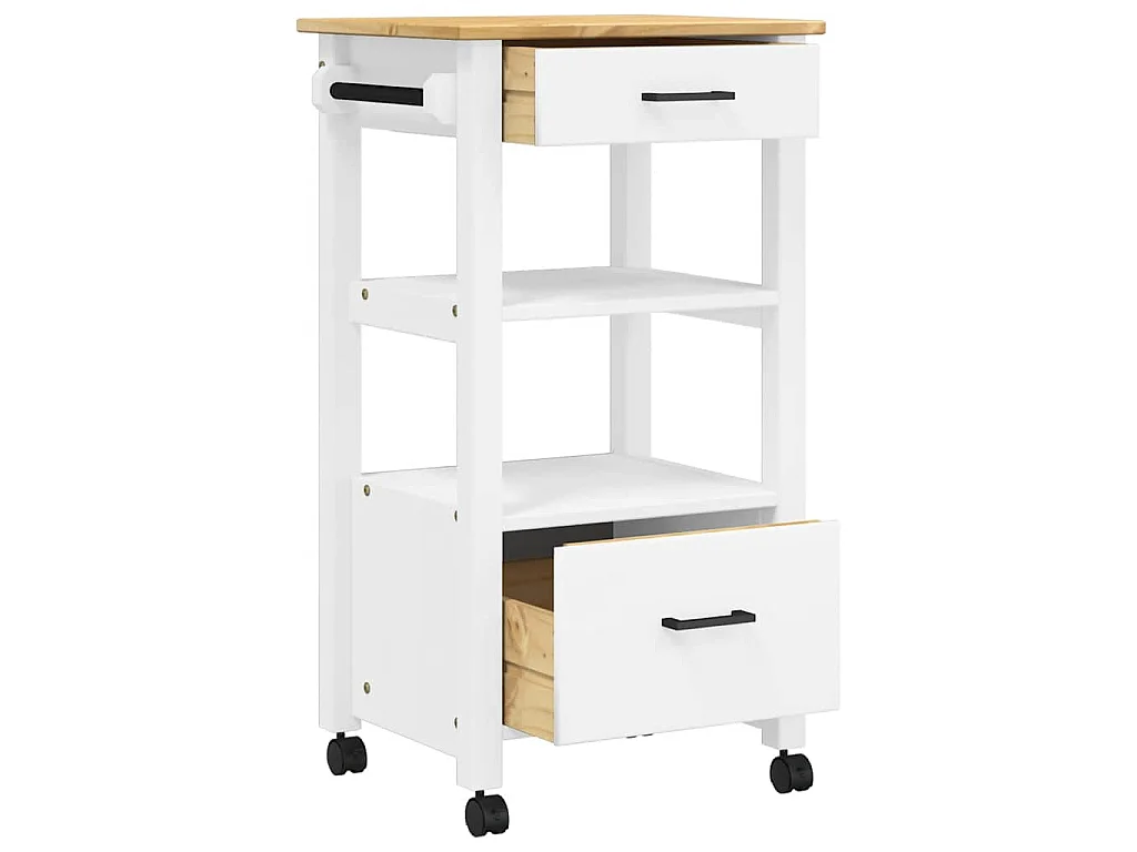 Chariot de cuisine MONZA 48x40x88,5 cm bois massif de pin