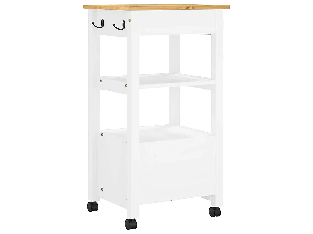 Chariot de cuisine MONZA 48x40x88,5 cm bois massif de pin