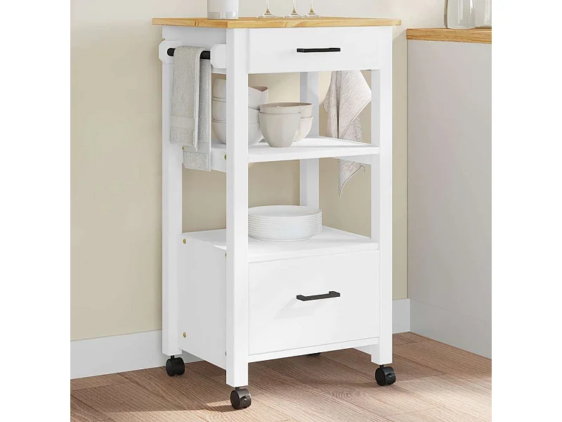 Chariot de cuisine MONZA 48x40x88,5 cm bois massif de pin