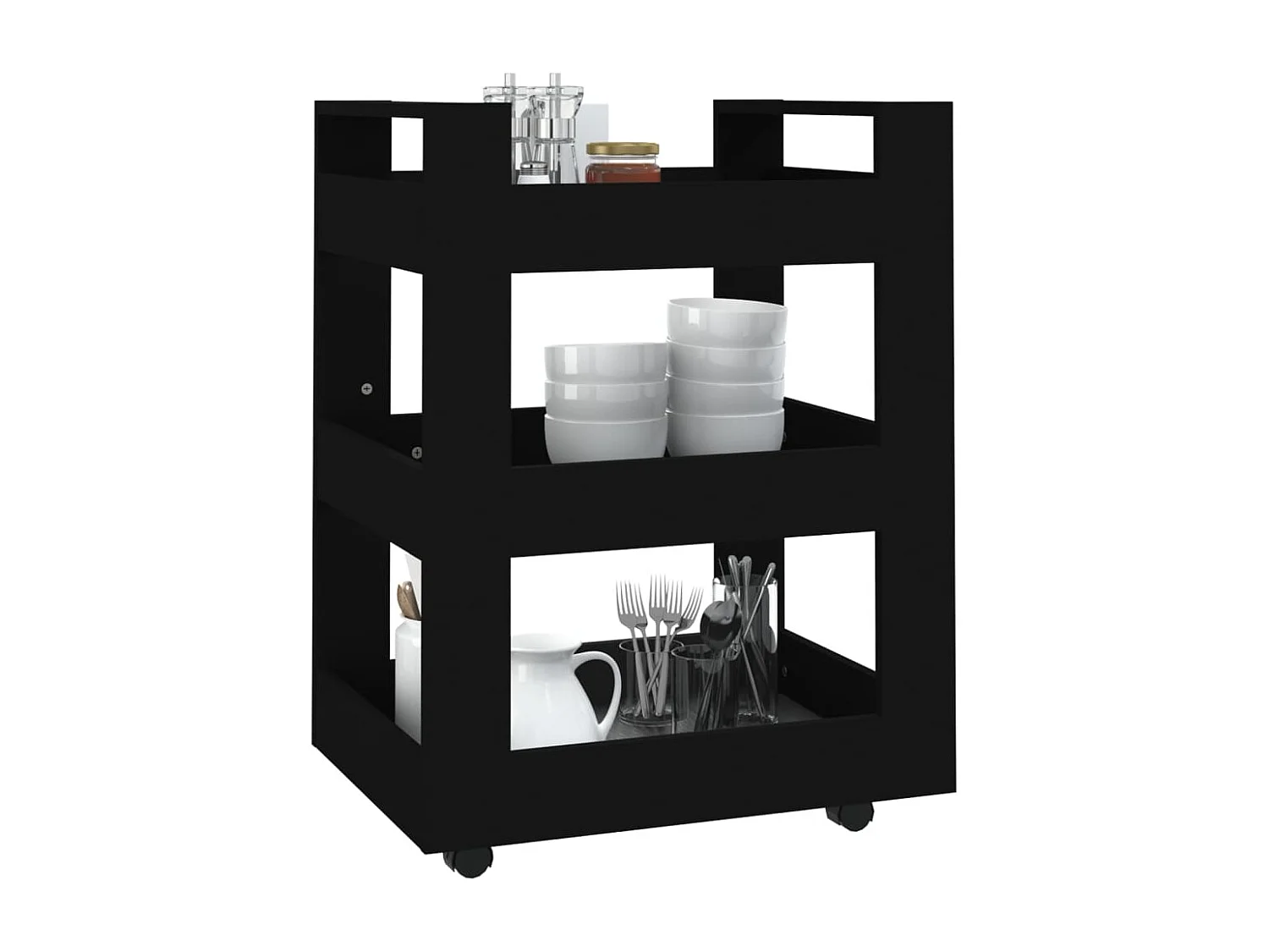 Carrinho de cozinha 60x45x80 cm derivados de madeira preto