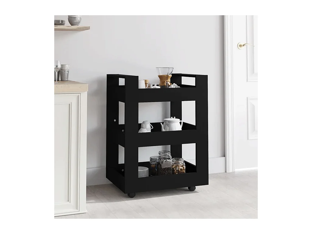 Carrello da Cucina Nero 60x45x80 cm in Legno Multistrato