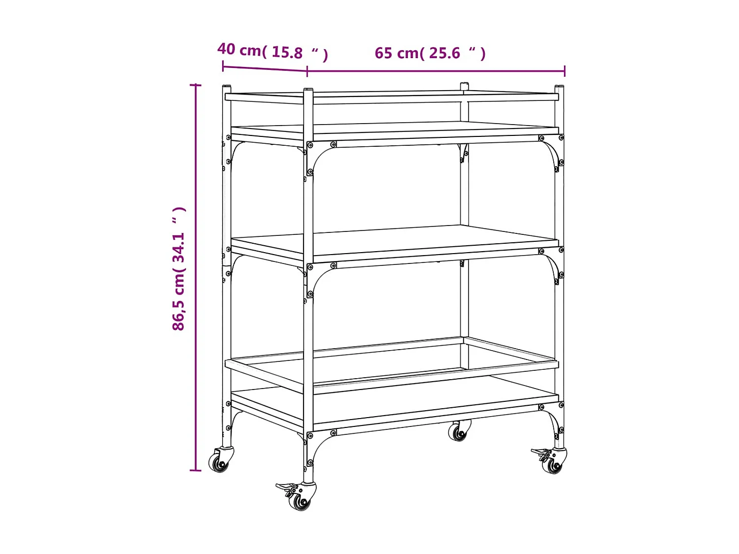 Carrito de cocina madera ingeniería roble ahumado 65x40x86,5 cm