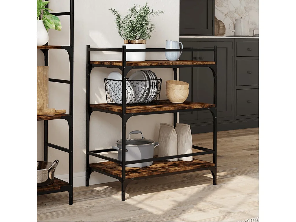 Carrito de cocina madera ingeniería roble ahumado 65x40x86,5 cm