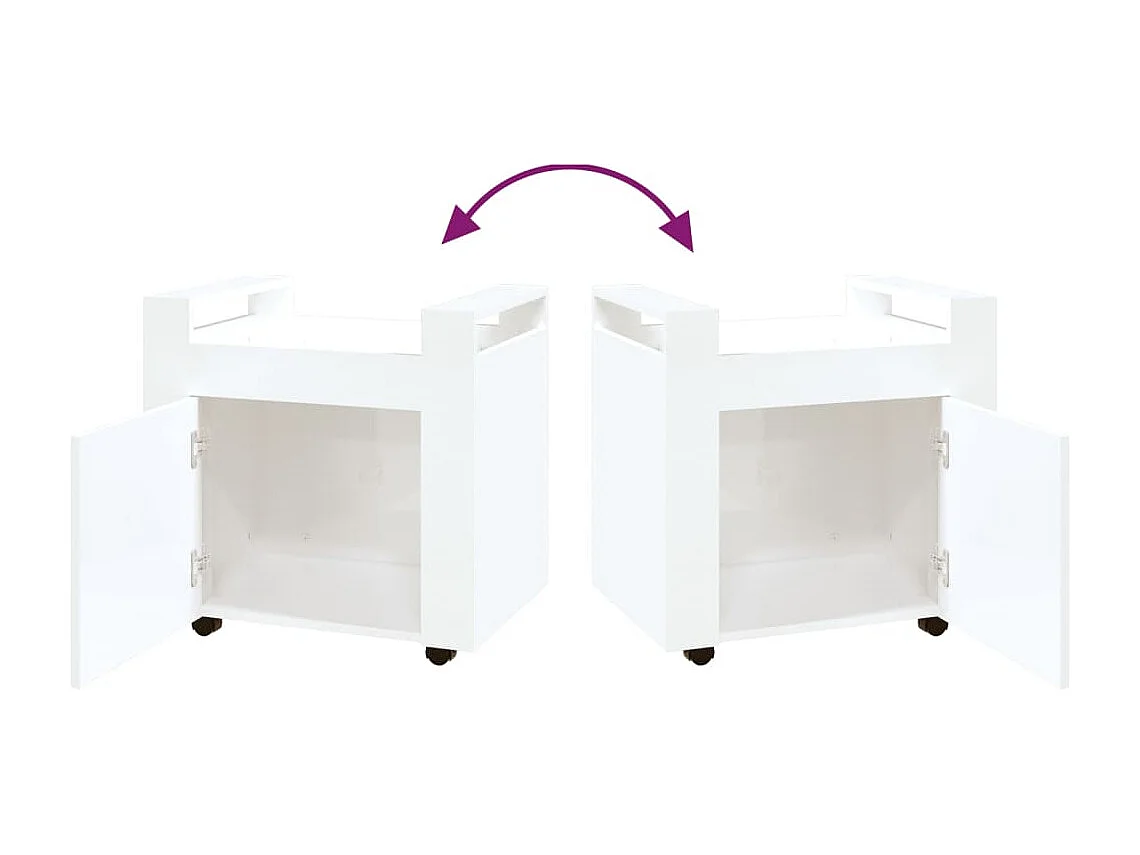 Carrello Scrivania bianco lucido 60x45x60 cm Legno Multistrato